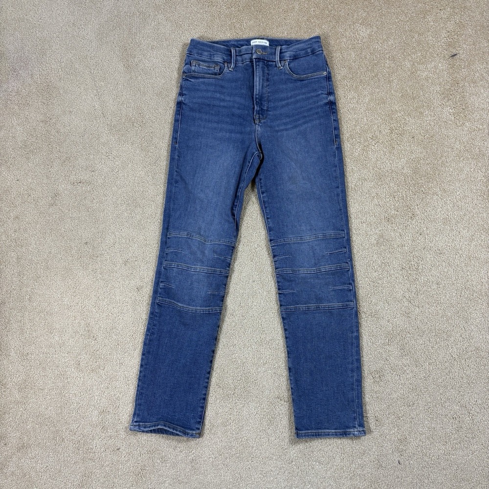 Good American Slim Moto Pant Jeans Women's Size 8/29 Indigo760 Blue High Rise